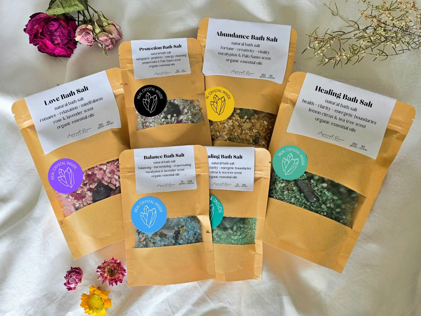 Love Bath Salt Blend with Amethyst, Lavender & Rose