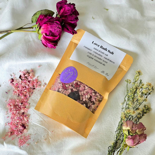 Love Bath Salt Blend with Amethyst, Lavender & Rose