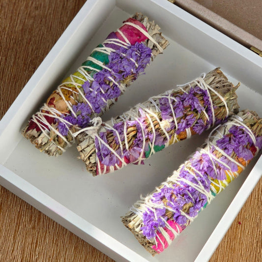 Sage and 7 Chakra Flowers Smudge Stick