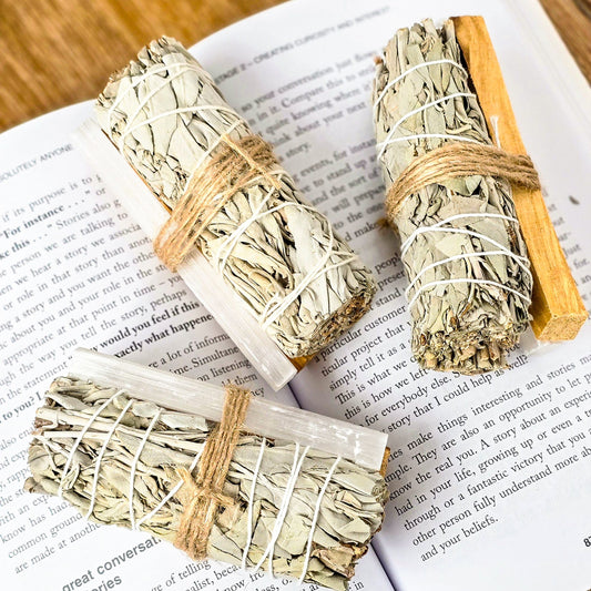 Sage Palo Santo and Selenite Smudge Kit