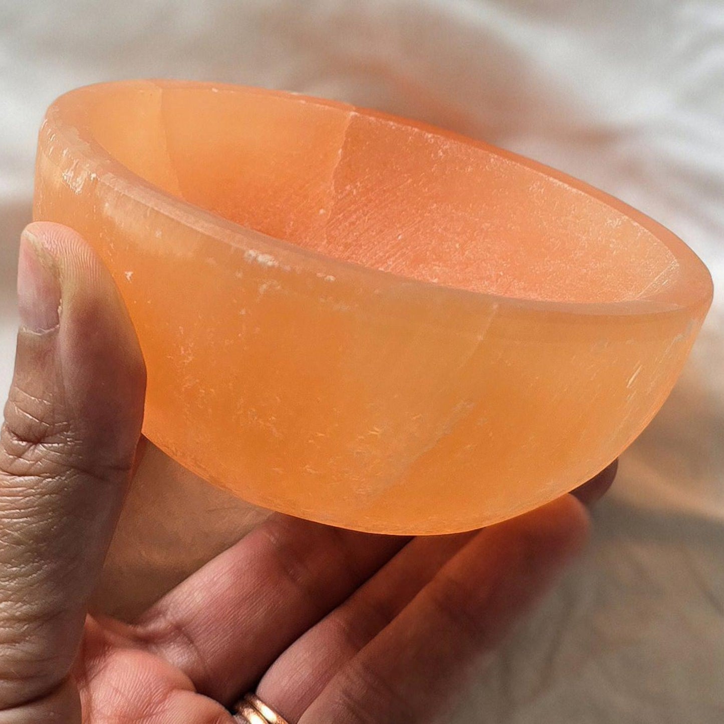 Peach Selenite Crystal Charging Bowl