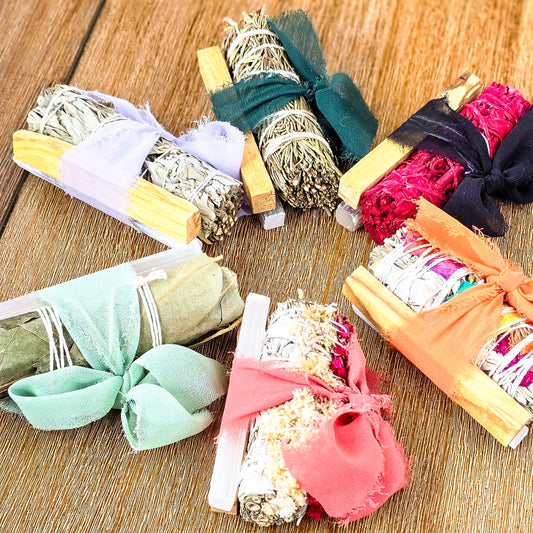 Ribbon Wrapped Sage and Alternative Herbs Smudge Kits