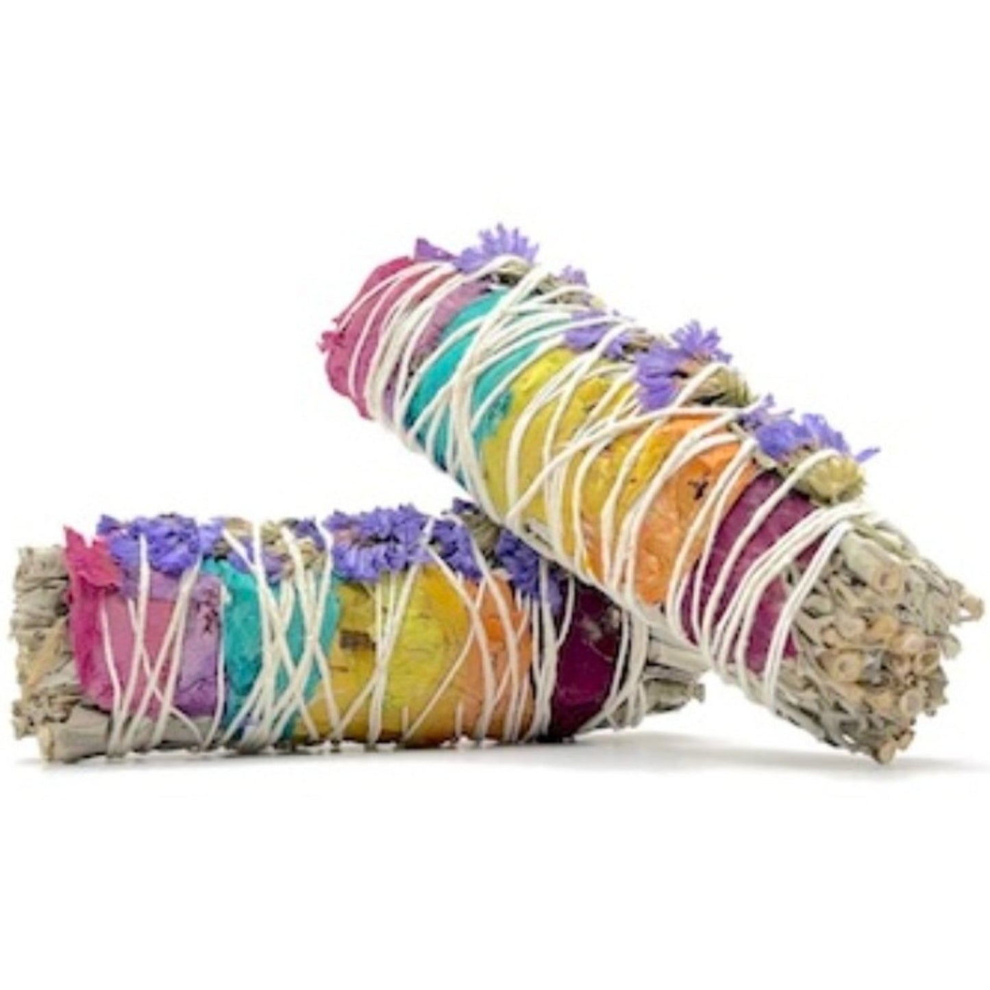 Sage and 7 Chakra Flowers stick, Chakra Healing, Meditation Tools and Sacred Herbs