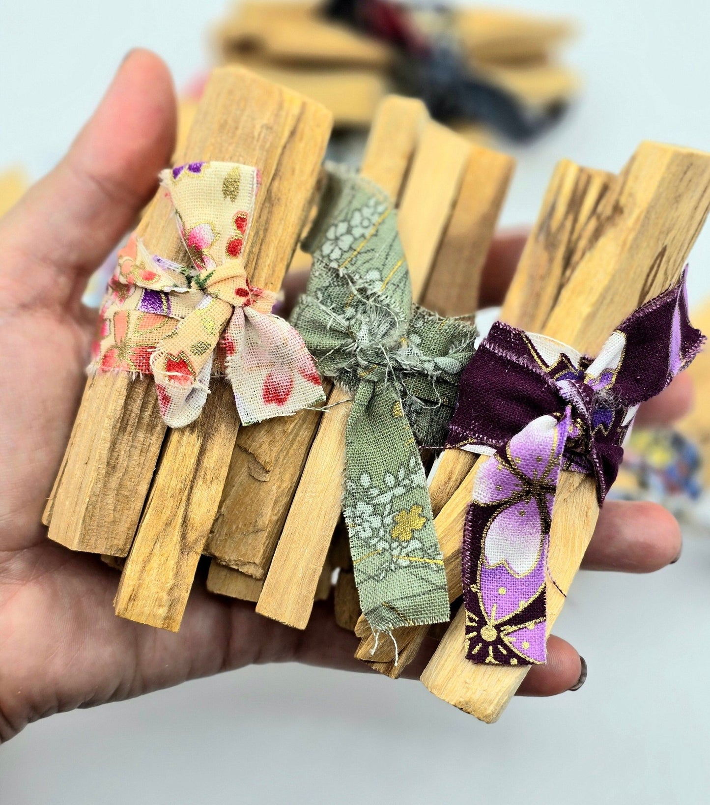 Organic Palo Santo Sticks Bundle with Repurposed Fabric - ApricotRainCreations