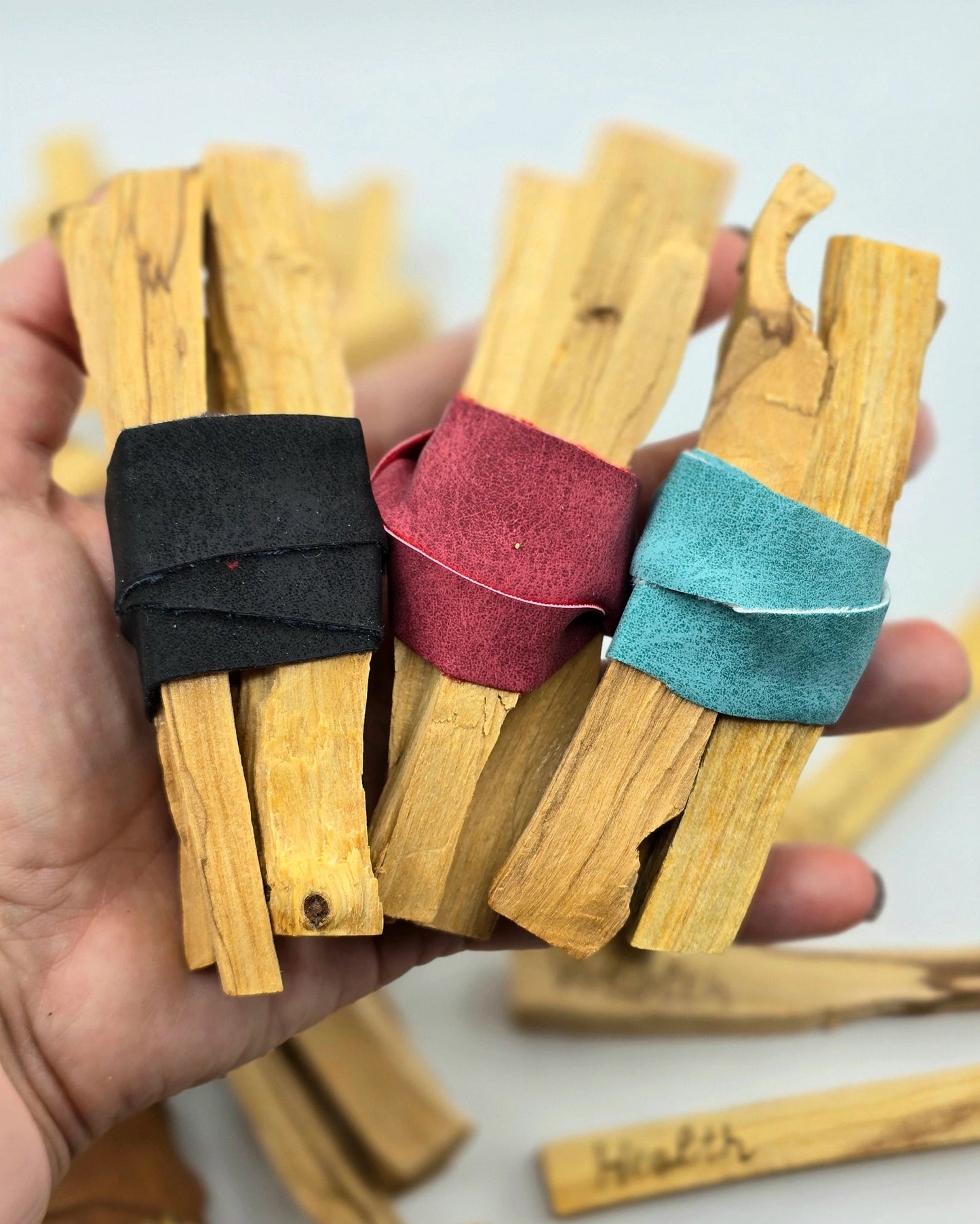 Organic Palo Santo Sticks Bundle with Repurposed Leather - ApricotRainCreations